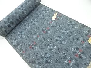 アンティーク　草花模様織出し着尺反物